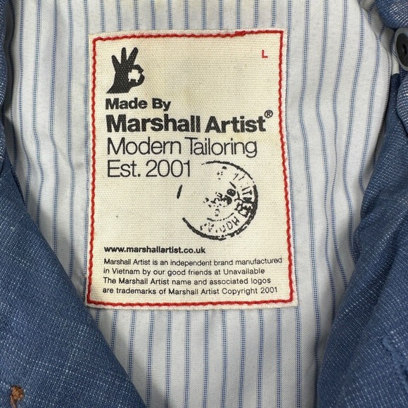 Made by MARSHALL ARTIST M.A. 12 Tailored Hooded Waistcoat Vest Blue Camo Large - Picture 5 of 10